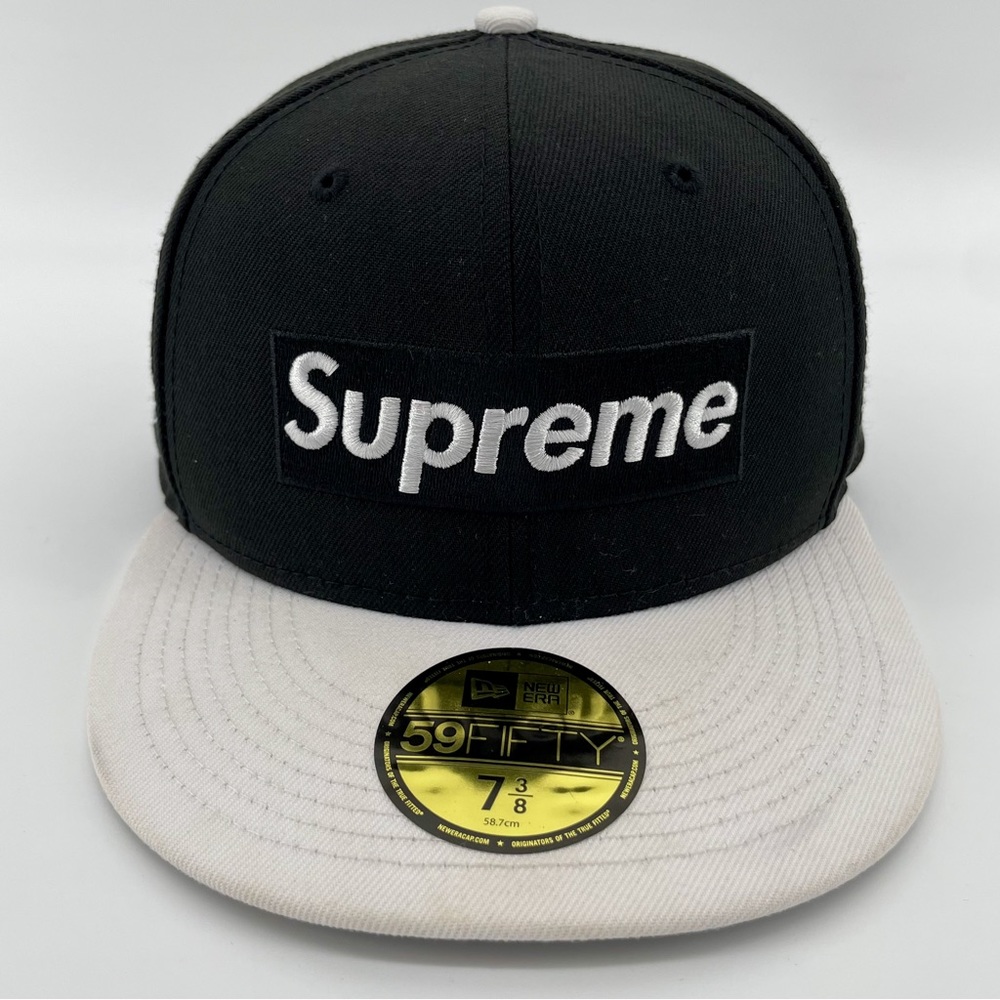 Supreme Box Logo 2-Tone Black White New Era Spring Training Hat 7 3/8